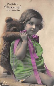 Tinted Children with Teddy Bears Postcard