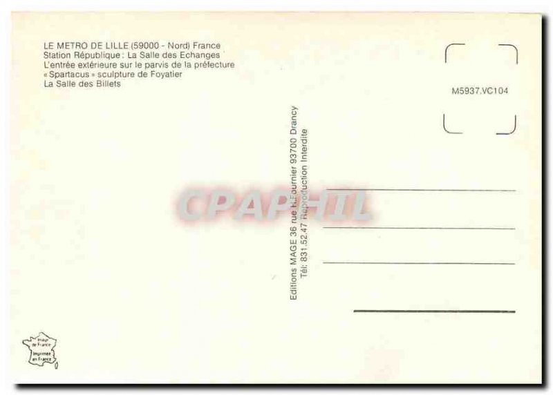 Modern Postcard The metro station of Lille republic