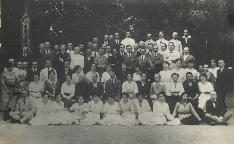 Social history photo postcard large group of people