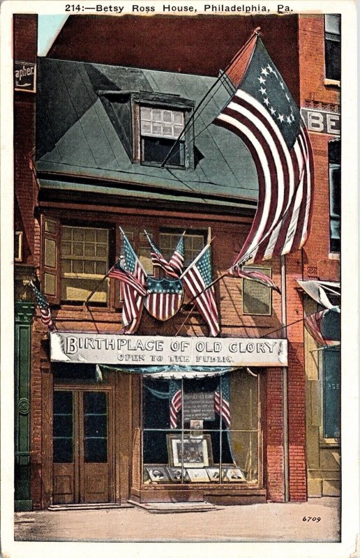 Historic Betsy Ross House Streetview Philadelphia Pennsylvania WB Postcard 