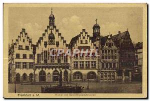 Old Postcard Frankfurt Romer put Gerechtigkeitsbrunnen