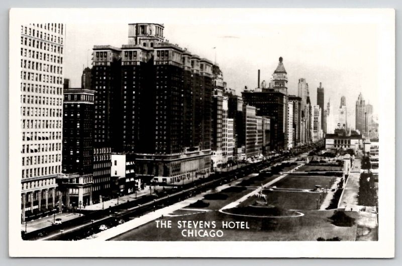 Chicago IL The Stevens Hotel Illinois RPPC Real Photo Postcard V27