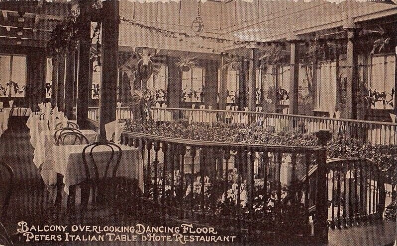 Postcard Balcony Dancing Floor Peters Italian Table D'Hote Restaurant New York