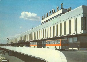 Early Airline Advertisement, Aeroflot, Soviet Leningrad Airport, Old Postcard