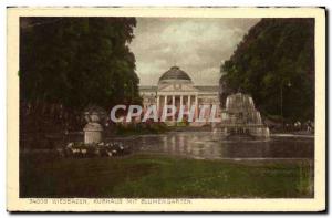 Old Postcard Wiesbaden Kurhaus mit Blumengarten