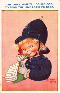 Children 1963 Girl as Policeman Cop Comic Art Beatrice Mallet postcard B930