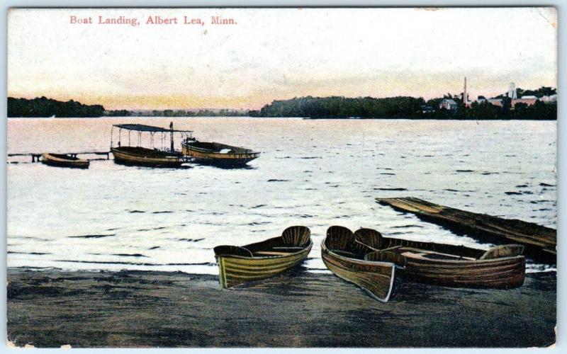 ALBERT LEA, Minnesota MN BOAT LANDING ca 1910s Postcard United States