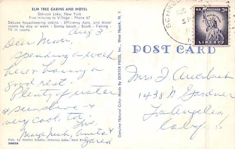 Elm Tree Cabins Schroon Lake, New York NY Postcards