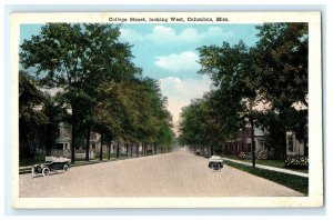 College Street Looking West Columbus Mississippi MS Postcard (BD6)