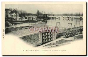 Old Postcard Tour De Marne Joinville L & # 39Ecluse And Bridge