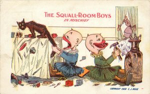 Vintage Postcard The Squall Room Boys in Mischief Pulling Cats Tail C.J. Rose