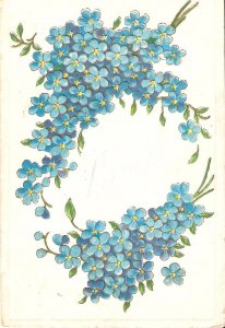 Flowers  Garlands.  Old vintage German Greetings, embossed postcard