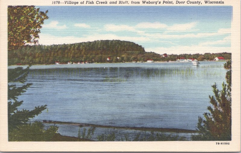 Door County, Wis.-Village of Fish /Creek and Bluff from Weborg's Point