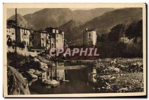 Postcard Old Sospel Old House at Edge of the Bevera