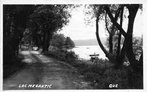 Lake Megantic Quebec Canada 1952 RPPC Real Photo Postcard Road by Lake