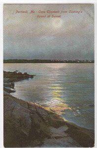 Cape Elizabeth at Sunset Portland Maine 1905c postcard