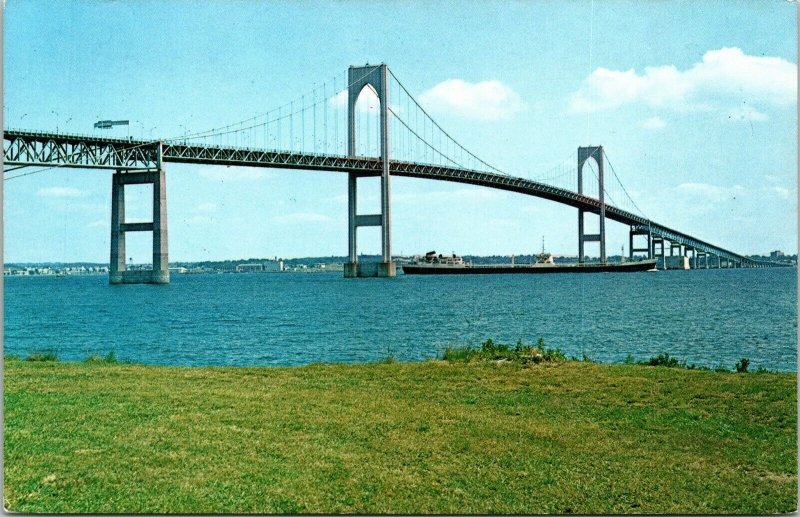 Newport Bridge Jamestown Rhode Island RI Suspension Narragansett Bay Postcard  