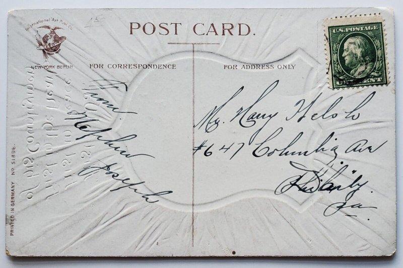 Ellen Clapsaddle George Washington First In War & Peace Beaded Postcard X25