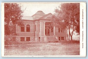 Marshall Minnesota MN Postcard Carnegie Library Exterior Building c1910 Vintage
