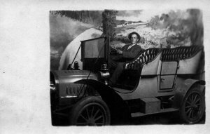 RPPC - Man in Car - c1915 - Vintage Postcard