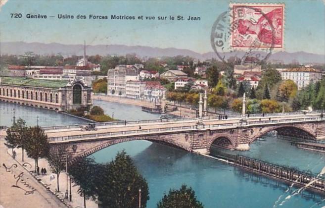 Switzerland Geneve Usine des Forces Motrices et vue sur le St Jean 1910