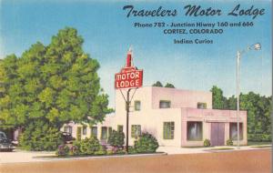 Cortez Colorado birds eye view Travelers Motor Lodge antique pc Y12450