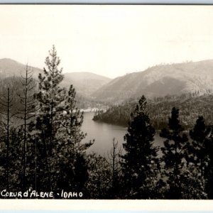 c1940s Coeur d'Alene Lake, ID RPPC Birds Eye Ellis Real Photo Kootenai Co A130