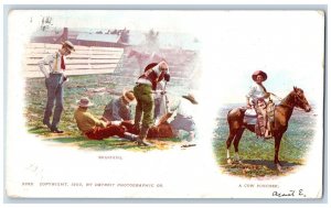 Colorado Springs Colorado CO Postcard Branding Horse A Cow Puncher Scene 1902