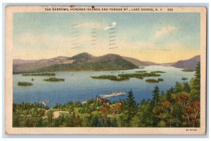 1947 The Narrows Hundred Islands and Tongue Lake George New York NY Postcard