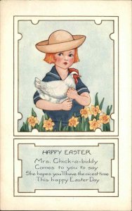 Whitney Easter Little Boy Sailor Suit Hen Vintage Postcard