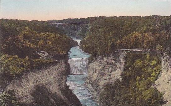 Middle Falls From Inspiration Point Letchworth State Park New York Handcolore...