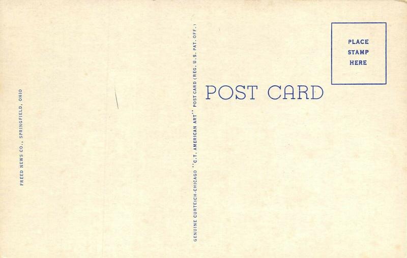 Springfield Ohio 1940s Linen Postcard Science Hall Wittenberg College