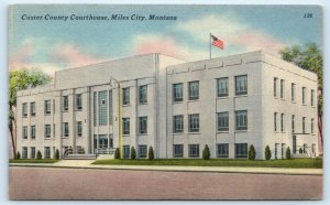 MILES CITY, MT Montana  ~ Custer County COURT HOUSE c1953 Linen Postcard