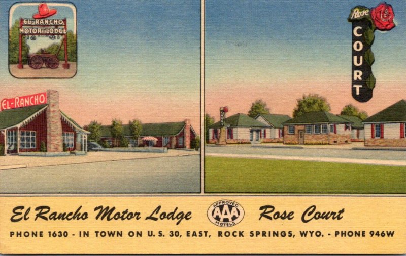 Wyoming Rock Springs El Rancho Motor Lodge Curteich