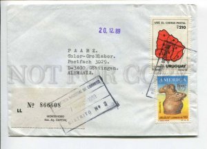 421269 URUGUAY to GERMANY 1989 year registered Montovideo real posted COVER