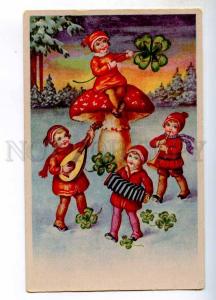 244521 NEW YEAR Gnome AMANITA Kids MUSICIAN Mushroom Old PC