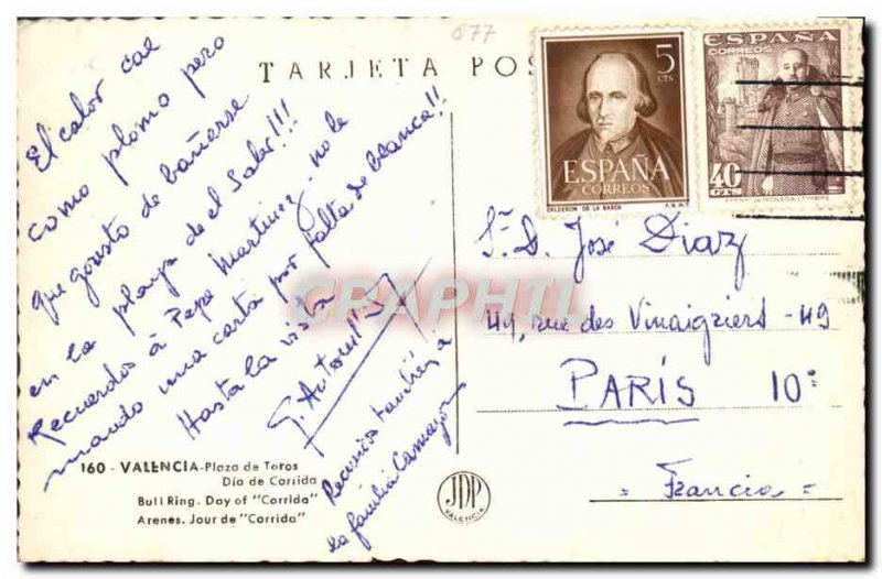 Postcard Modern Valencia Plaza De Toros Bullfight