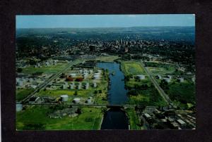 NY Aerial view Syracuse New York Postcard Oil Tanks