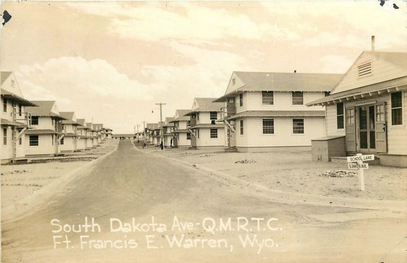 Postcard RPPC 1930s Warren Wyoming South Dakota Ave QMRTC Ft. Francis 24-6414