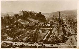 UK - Scotland. Edinburgh, The Castle and Princes Street     *RPPC