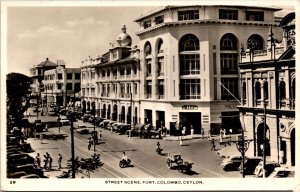 VINTAGE POSTCARD RPPC STREET SCENE FORT COLOMBO CEYLON MAILED USS HORNET c. 1952