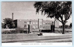 DUNDEE, Illinois IL ~ COMMUNITY HIGH SCHOOL Kane County c1940s Childs Postcard