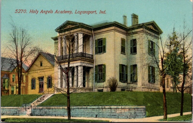 Postcard Holy Angels Academy in Logansport, Indiana