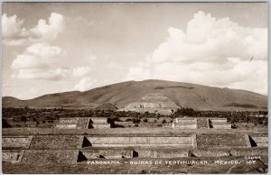 Ruinas De Teotihuacan Mexico Pyramid Panorama Archaeology View RPPC Postcard H80