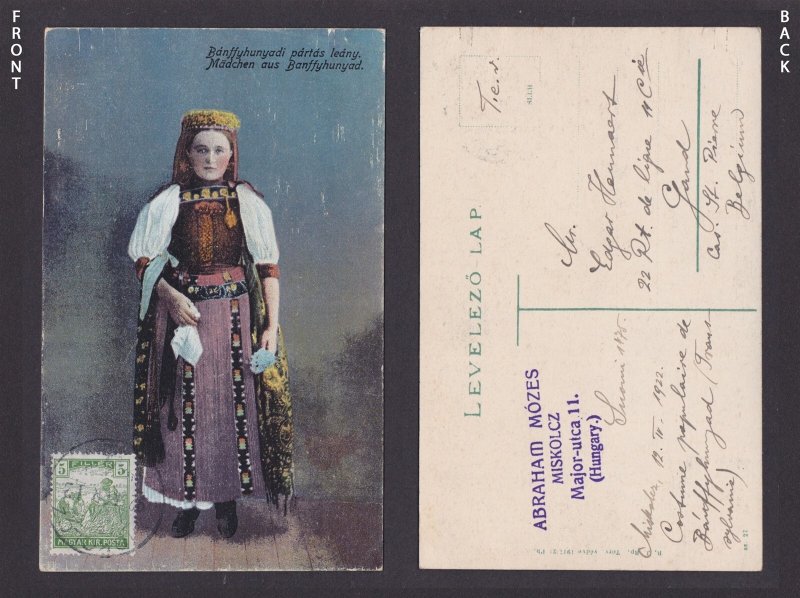 Postcard, National costume, Romania, Girl from Huedin
