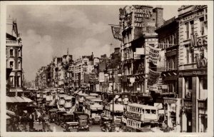 London England Oxford St Double Decker Bus Vintage Real Photo Postcard