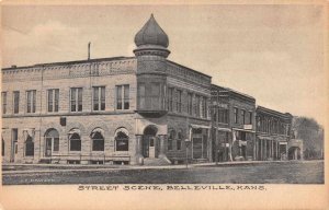 Belleville Kansas Street Scene Vintage Postcard AA7744