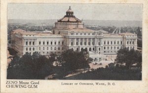 Postcard Advertising Zeno Chewing Gum Library Congress Washington DC