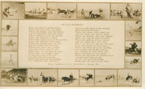 Postcard Wyoming RPPC Cody Rodeo Scenes Border poem 23-4747