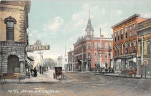 Waterloo Iowa Hotel Irving And View Of Street Antique Postcard V20601